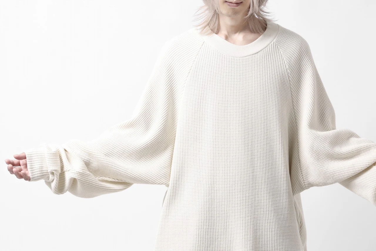 A.F ARTEFACT OVER SIZED DOLMAN LONG PULL OVER / WAFFLE COTTON JERSEY (IVORY) - Image 15