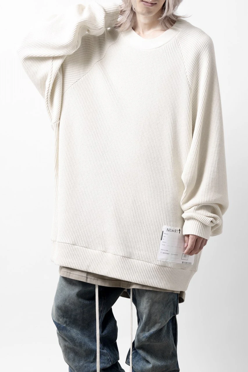 A.F ARTEFACT OVER SIZED DOLMAN LONG PULL OVER / WAFFLE COTTON JERSEY (IVORY) - Image 3