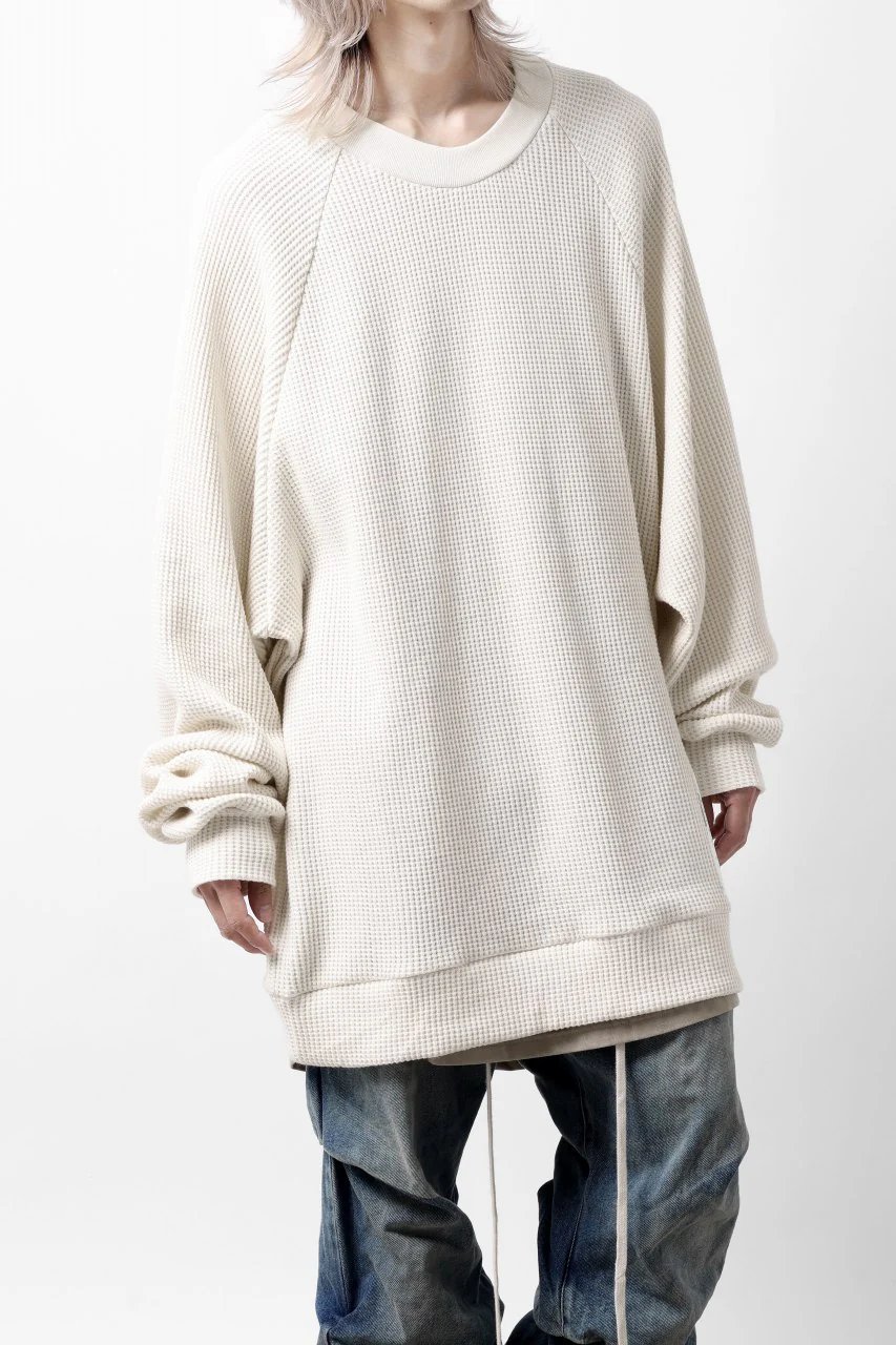 A.F ARTEFACT OVER SIZED DOLMAN LONG PULL OVER / WAFFLE COTTON JERSEY (IVORY) - Image 4