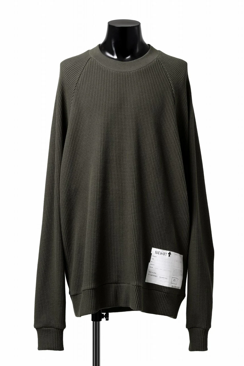A.F ARTEFACT OVER SIZED DOLMAN LONG PULL OVER / WAFFLE COTTON JERSEY (KHAKI)