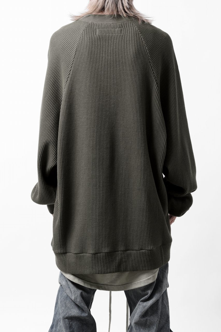 A.F ARTEFACT OVER SIZED DOLMAN LONG PULL OVER / WAFFLE COTTON JERSEY (KHAKI) - Image 10