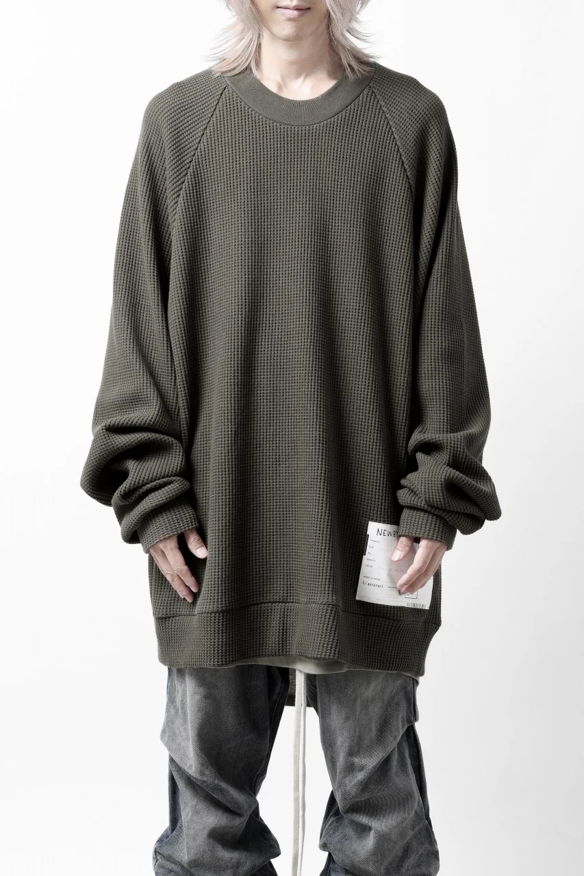 A.F ARTEFACT OVER SIZED DOLMAN LONG PULL OVER / WAFFLE COTTON JERSEY (KHAKI) - Image 5