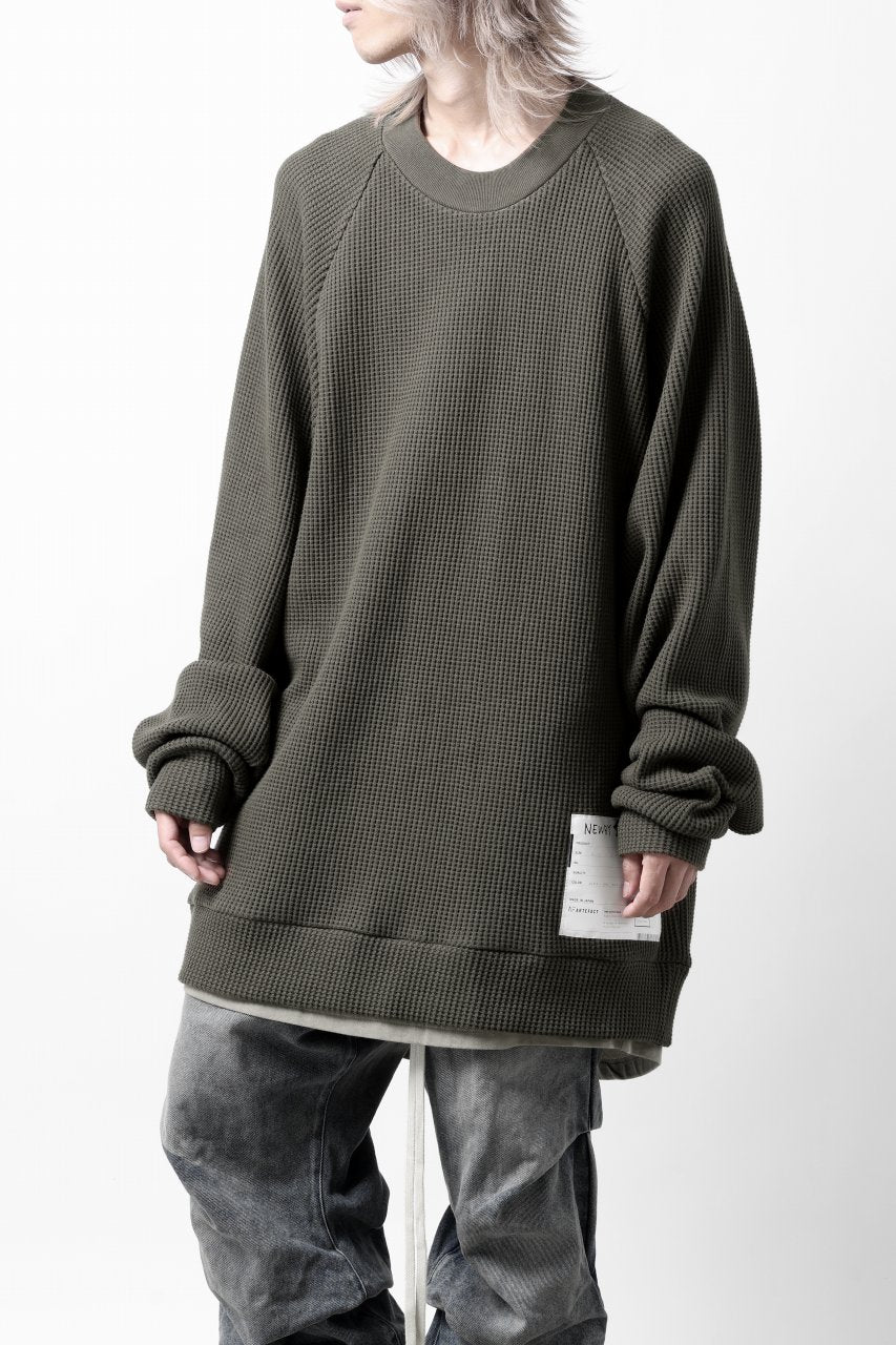 A.F ARTEFACT OVER SIZED DOLMAN LONG PULL OVER / WAFFLE COTTON JERSEY (KHAKI) - Image 6