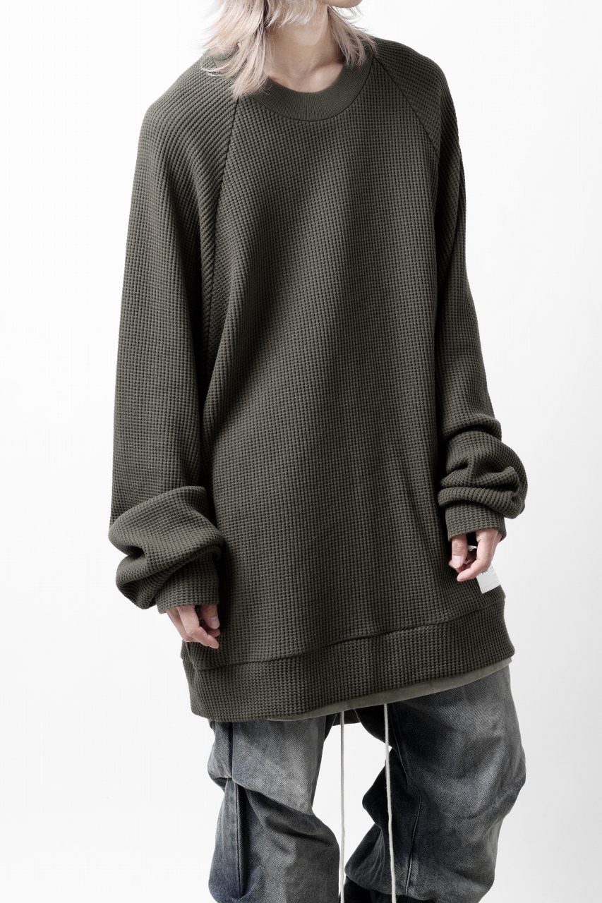 A.F ARTEFACT OVER SIZED DOLMAN LONG PULL OVER / WAFFLE COTTON JERSEY (KHAKI) - Image 7