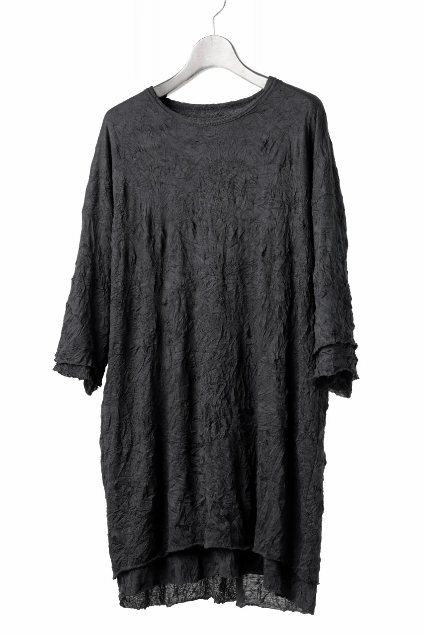 A.F ARTEFACT OVERSIZE LAYERED S/S TEE / GAUZE WASHER JERSEY (BLACK) - Image 2