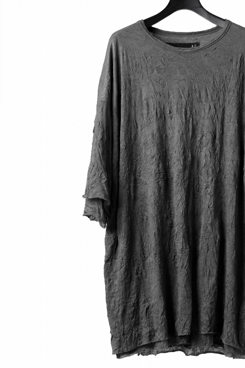 A.F ARTEFACT OVERSIZE LAYERED S/S TEE / GAUZE WASHER JERSEY (GREY) - Image 4