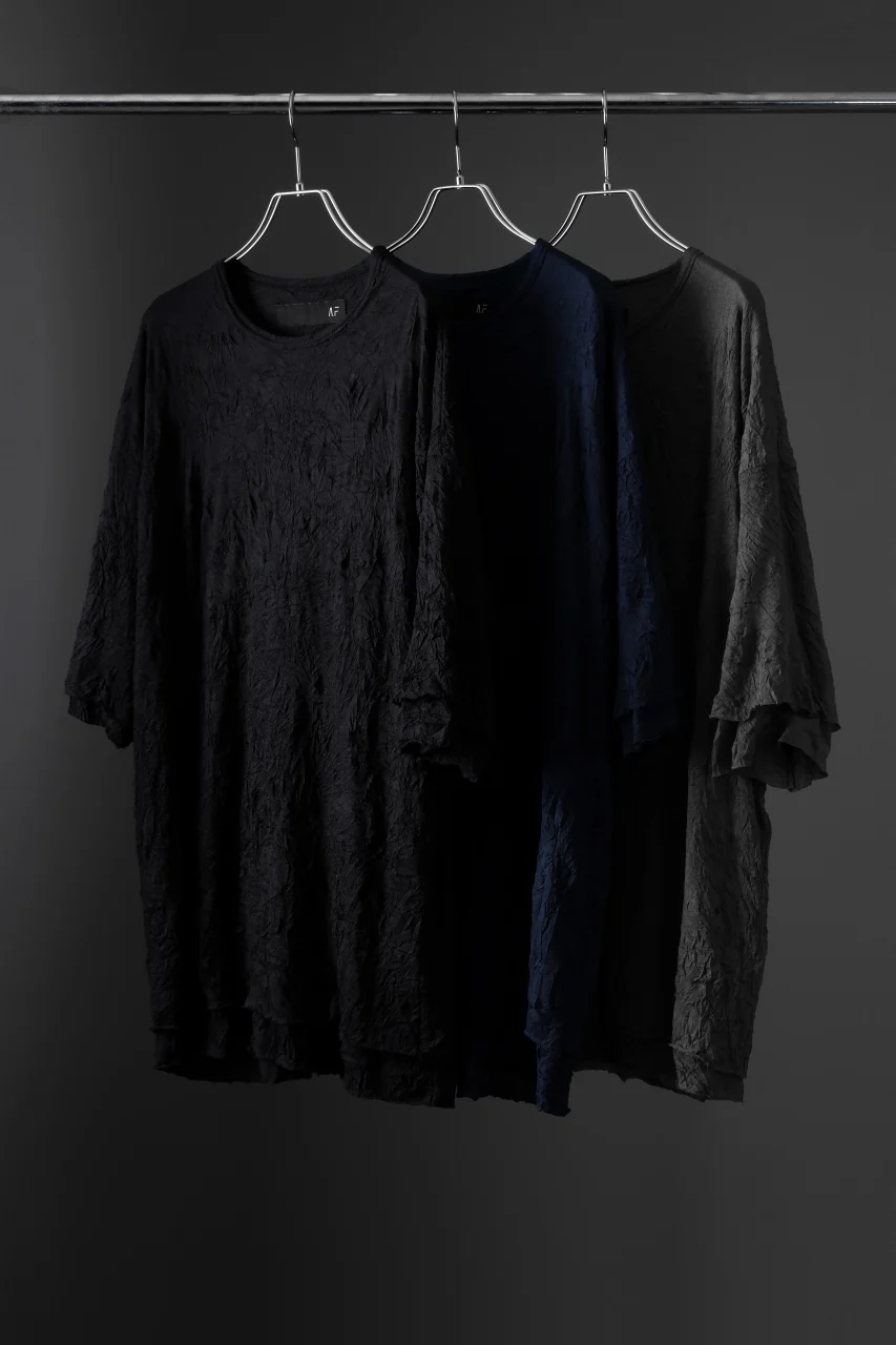 A.F ARTEFACT OVERSIZE LAYERED S/S TEE / GAUZE WASHER JERSEY (NAVY) - Image 8