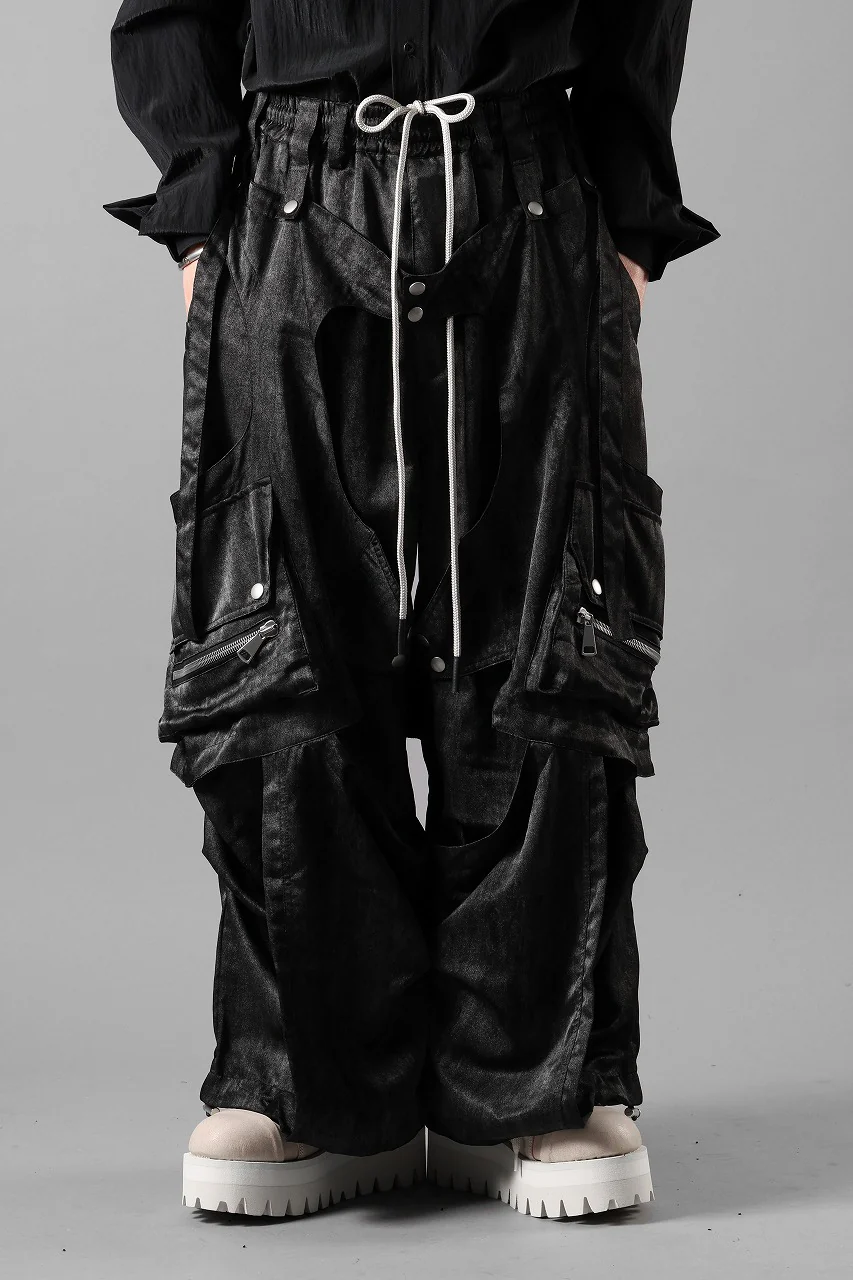A.F ARTEFACT PARACHUTE WIDE CARGO PANTS / UNEVEN TEXTURE (BLACK) - Image 15