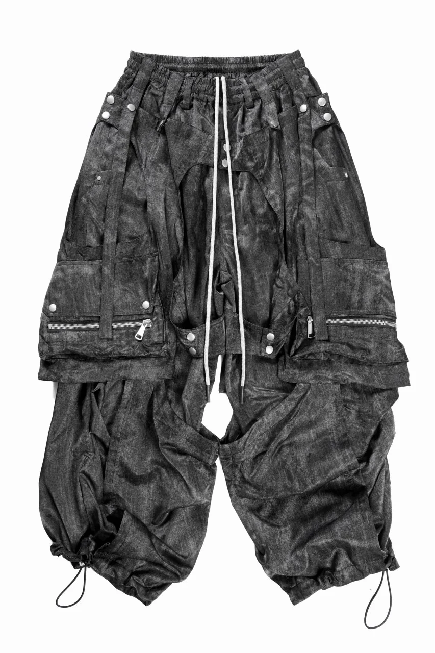 A.F ARTEFACT PARACHUTE WIDE CARGO PANTS / UNEVEN TEXTURE (BLACK) - Image 3