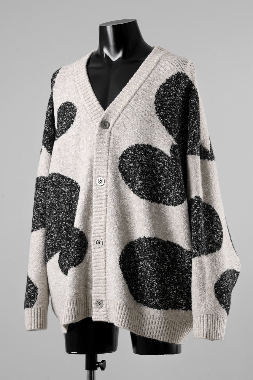 A.F ARTEFACT POLKA PATTERN BLEND KNIT CARDIGAN (BEIGE x GREY) - Image 3