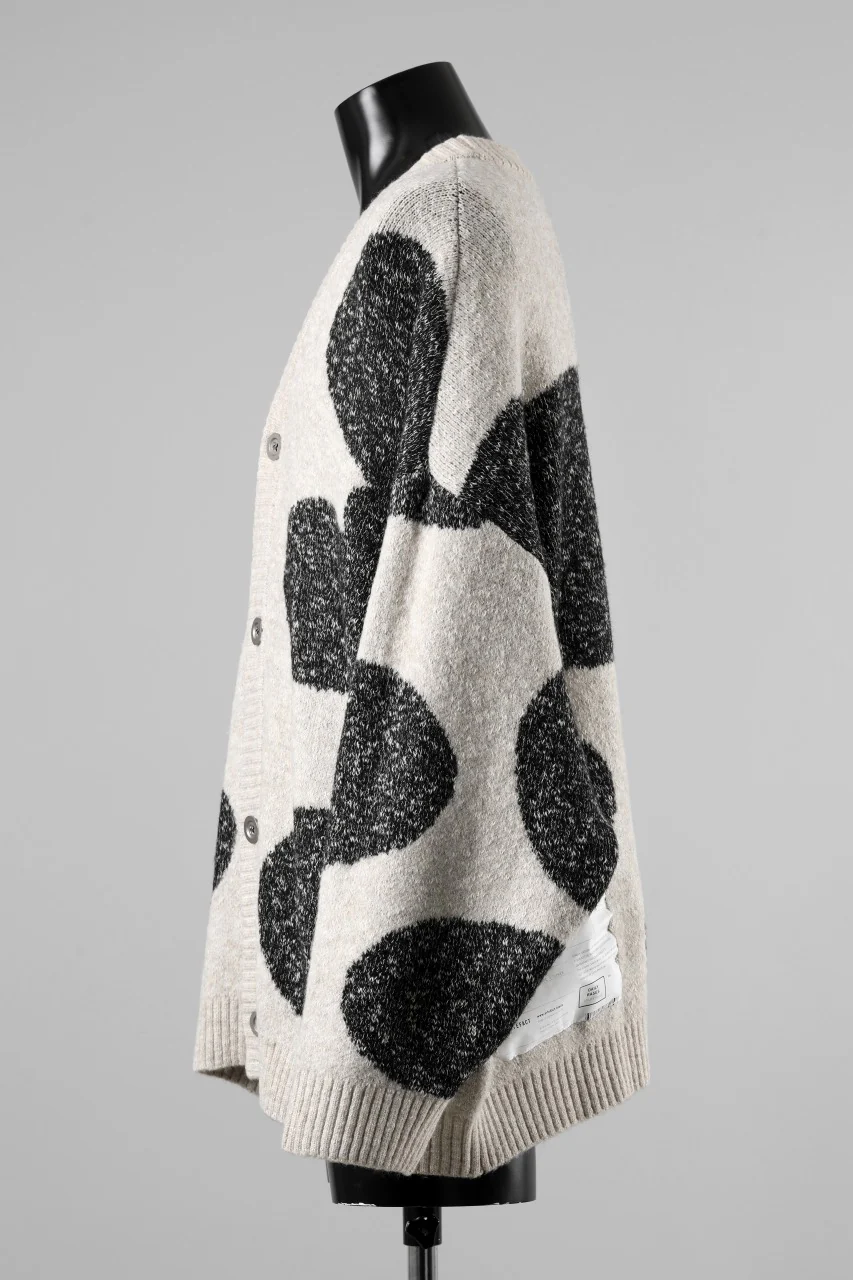 A.F ARTEFACT POLKA PATTERN BLEND KNIT CARDIGAN (BEIGE x GREY) - Image 4