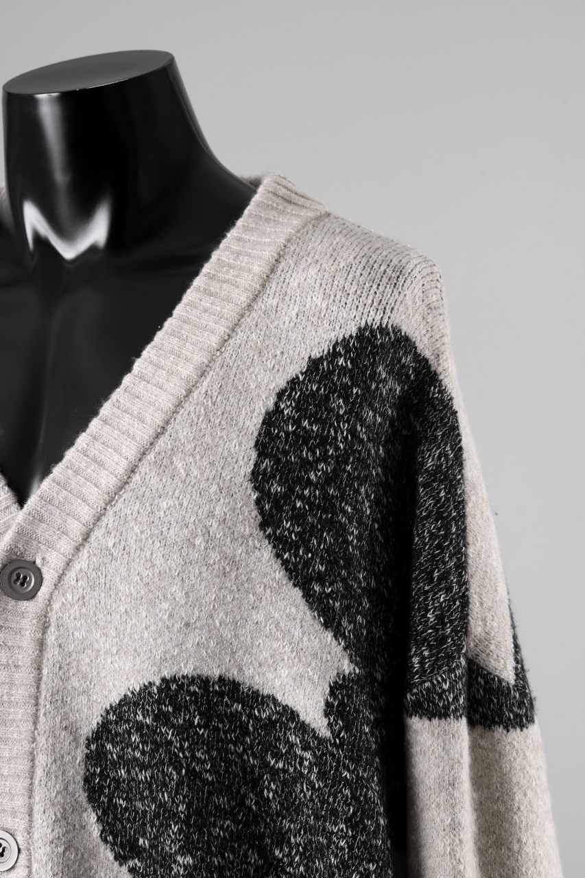 A.F ARTEFACT POLKA PATTERN BLEND KNIT CARDIGAN (BEIGE x GREY) - Image 9