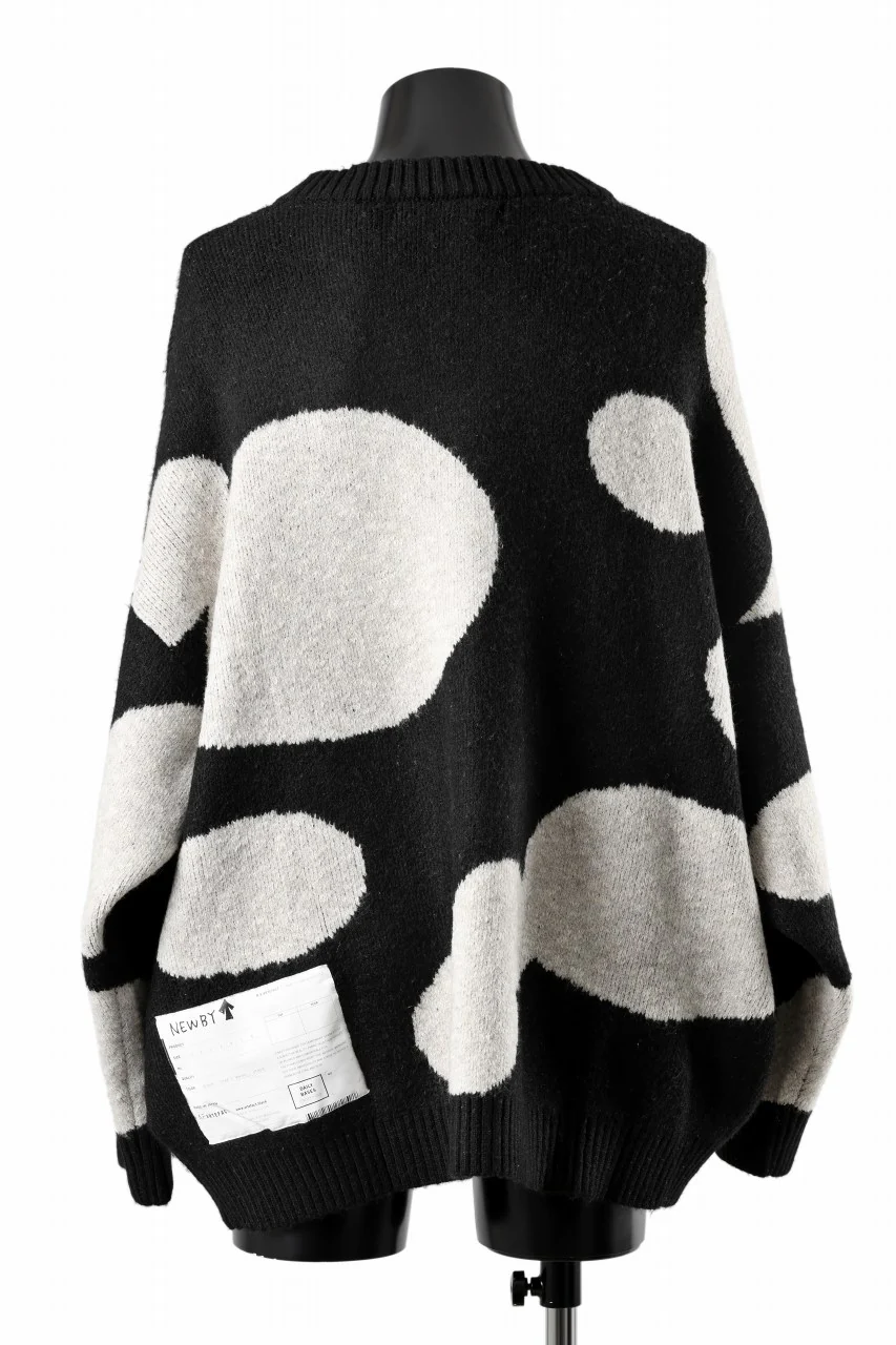 A.F ARTEFACT POLKA PATTERN BLEND KNIT CARDIGAN (BLACK x BEIGE) - Image 3