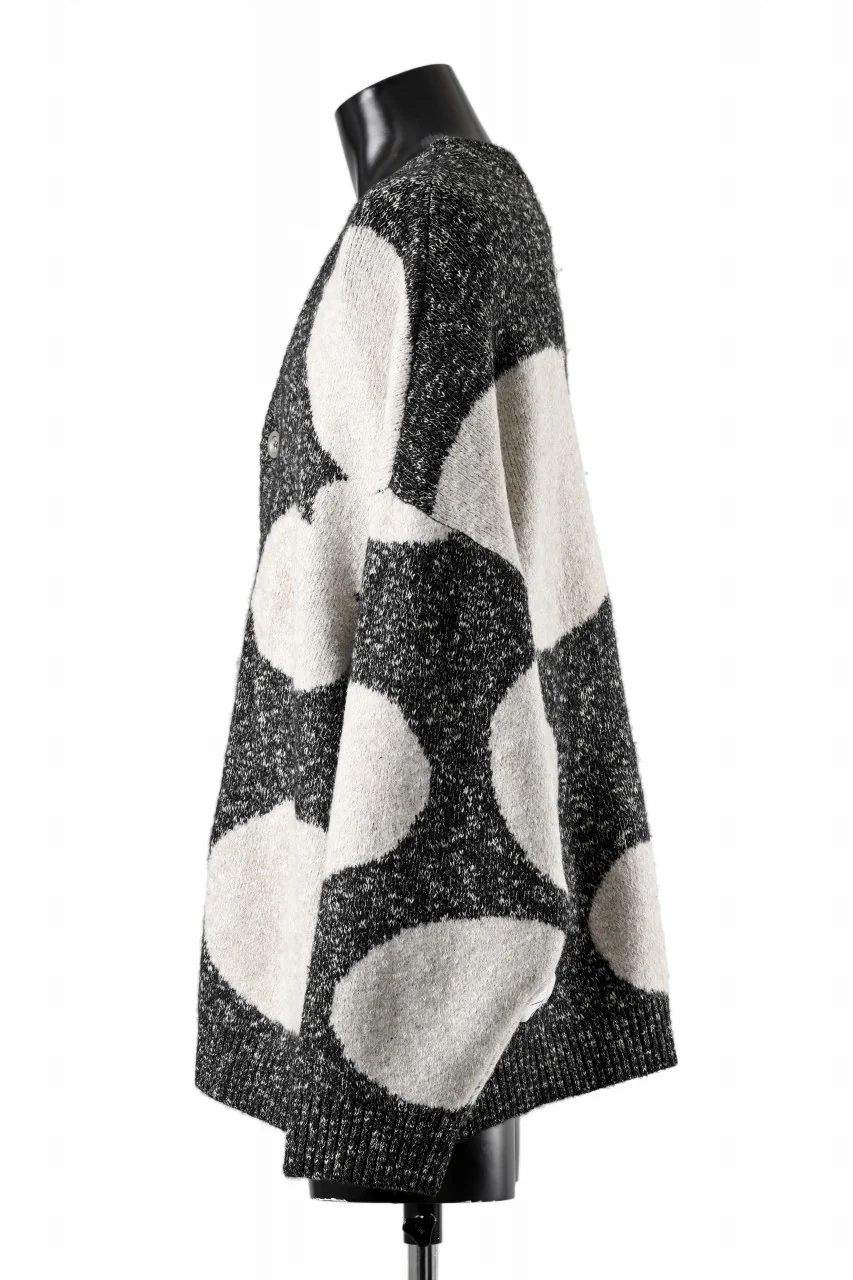 A.F ARTEFACT POLKA PATTERN BLEND KNIT CARDIGAN (GREY x BEIGE) - Image 3