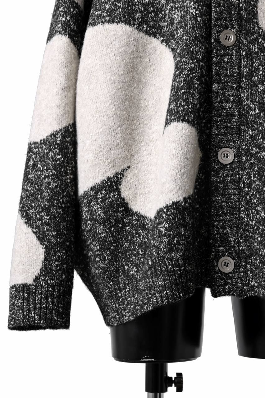 A.F ARTEFACT POLKA PATTERN BLEND KNIT CARDIGAN (GREY x BEIGE) - Image 6