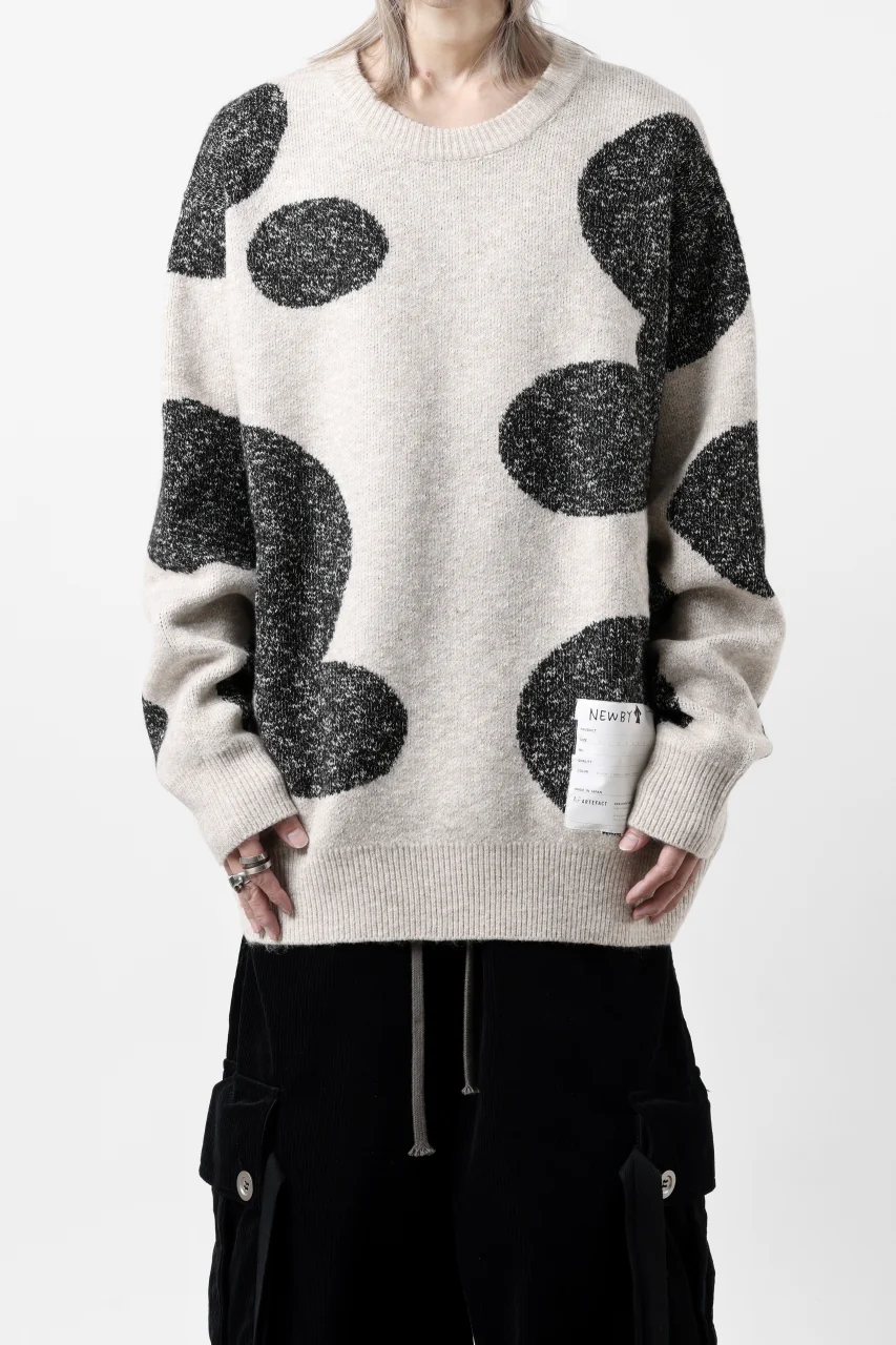 A.F ARTEFACT POLKA PATTERN KNIT TOPS (BEIGE x GREY) - Image 2