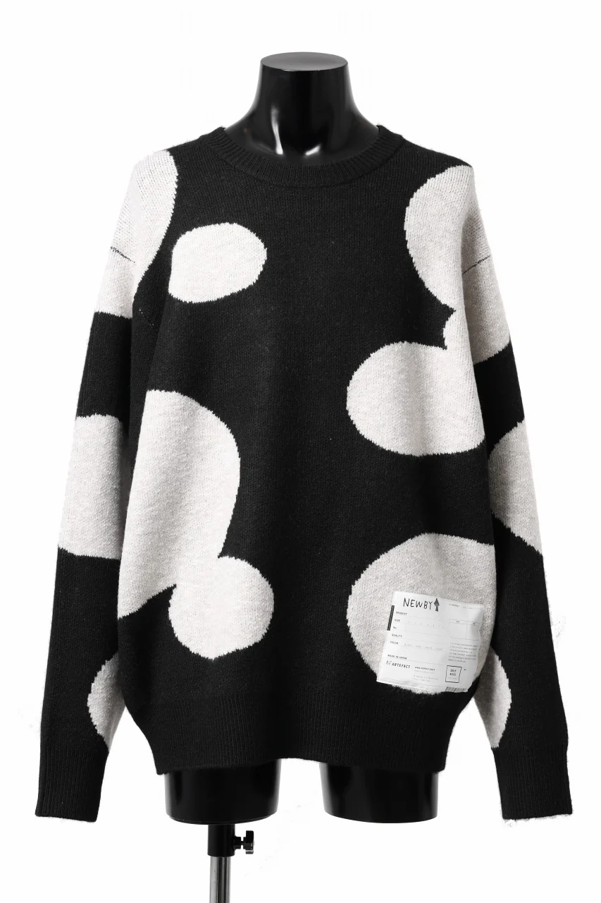 A.F ARTEFACT POLKA PATTERN KNIT TOPS (BLACK x BEIGE)