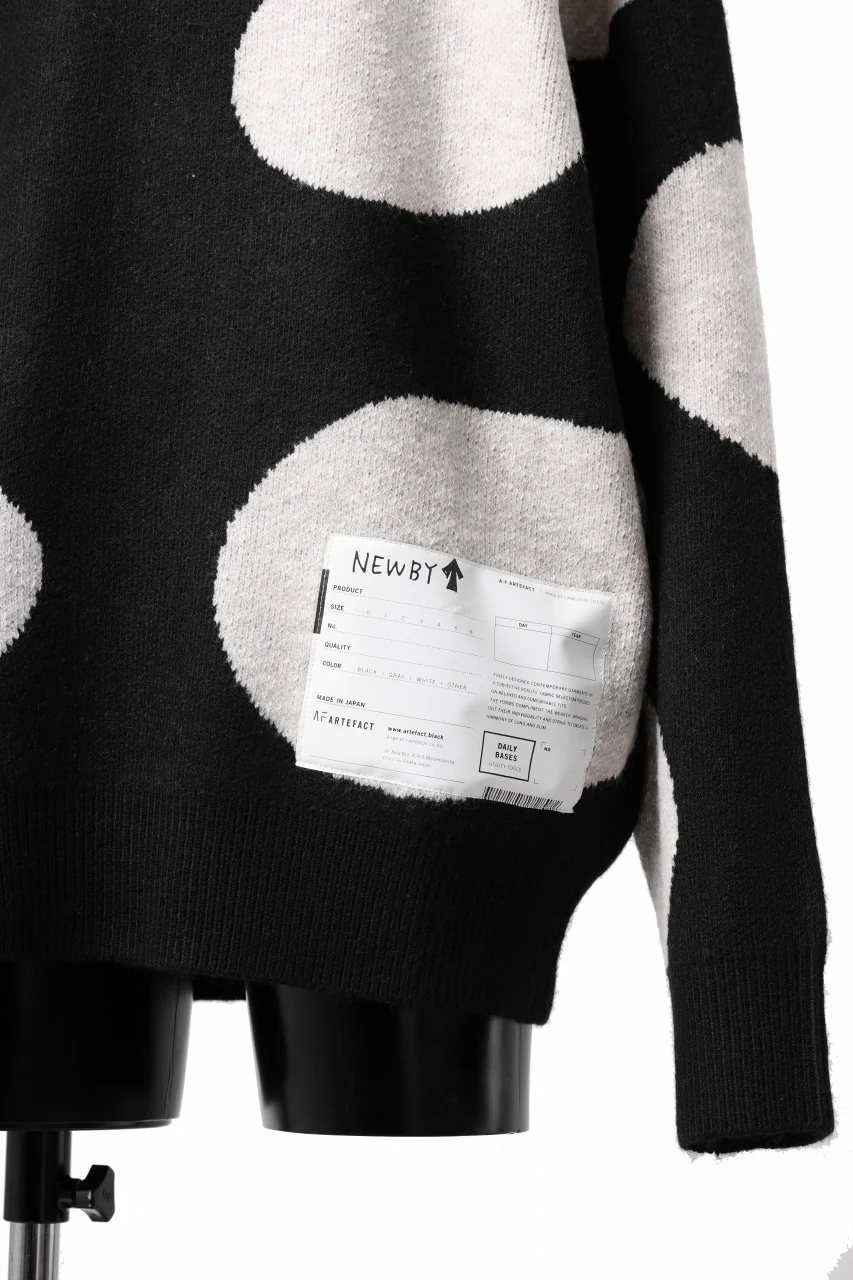 A.F ARTEFACT POLKA PATTERN KNIT TOPS (BLACK x BEIGE) - Image 15