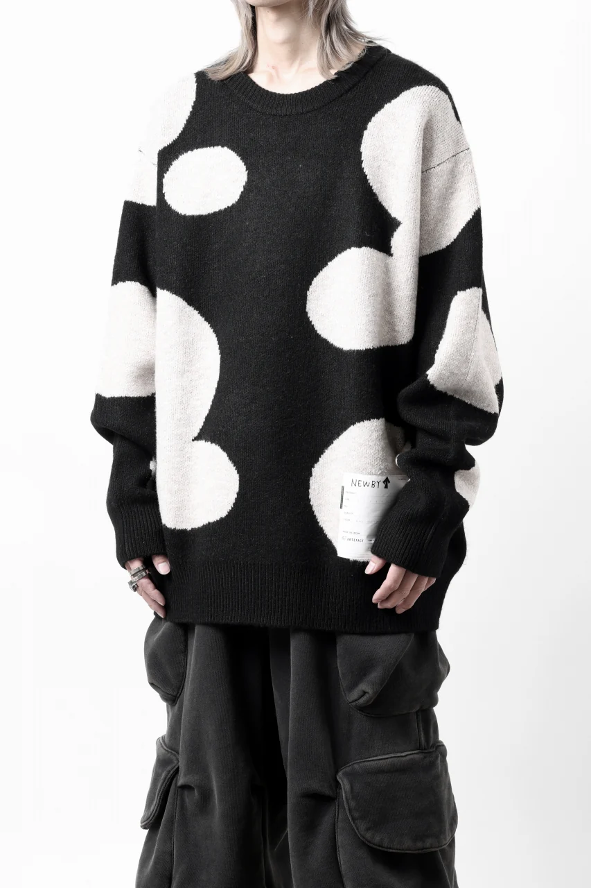 A.F ARTEFACT POLKA PATTERN KNIT TOPS (BLACK x BEIGE) - Image 24