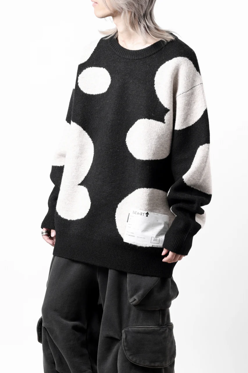 A.F ARTEFACT POLKA PATTERN KNIT TOPS (BLACK x BEIGE) - Image 26