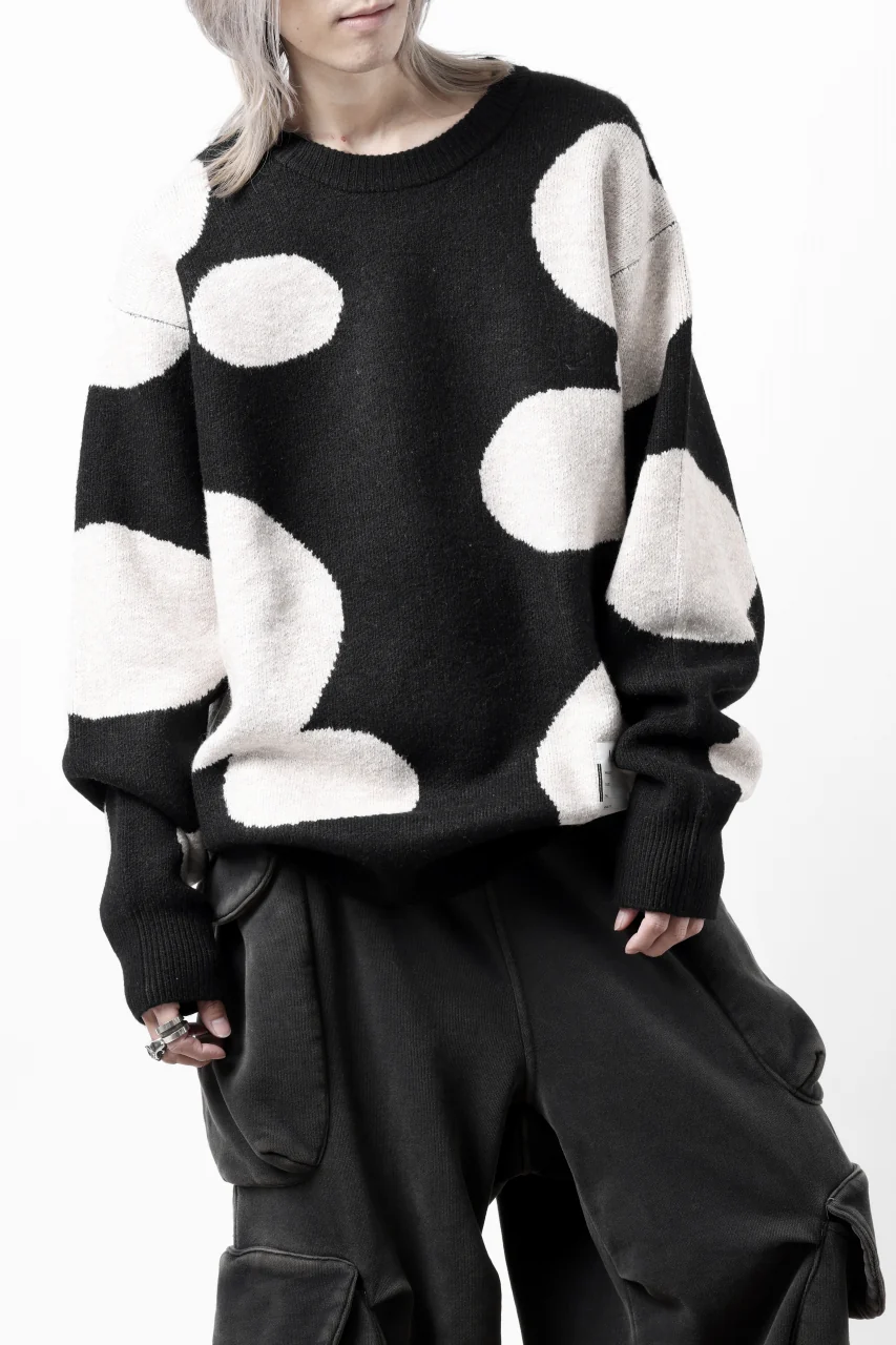 A.F ARTEFACT POLKA PATTERN KNIT TOPS (BLACK x BEIGE) - Image 27