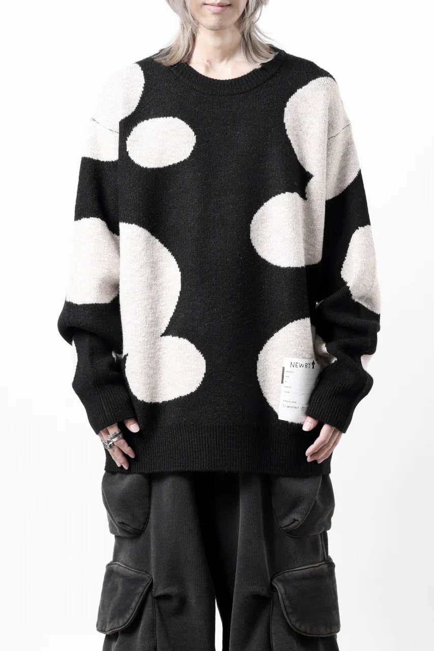 A.F ARTEFACT POLKA PATTERN KNIT TOPS (BLACK x BEIGE) - Image 28
