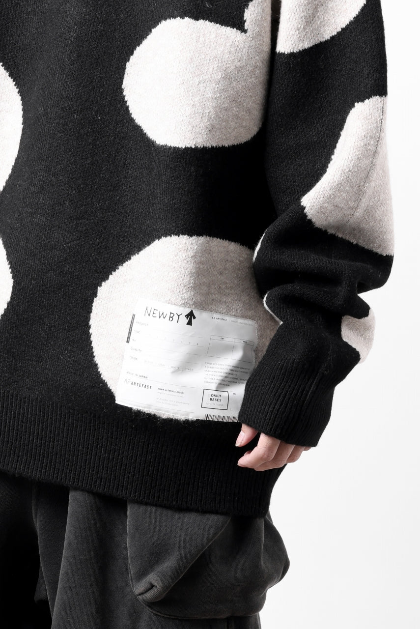 A.F ARTEFACT POLKA PATTERN KNIT TOPS (BLACK x BEIGE) - Image 32