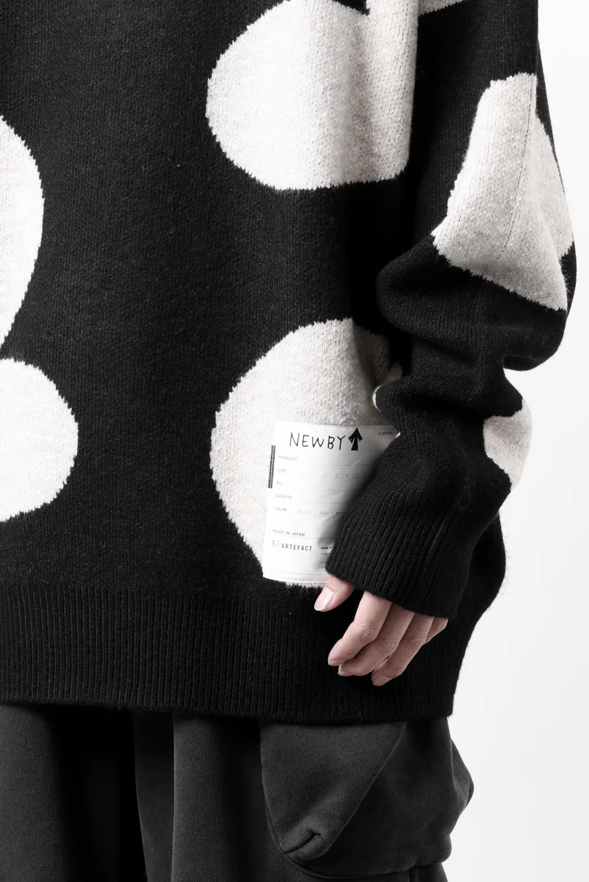A.F ARTEFACT POLKA PATTERN KNIT TOPS (BLACK x BEIGE) - Image 33