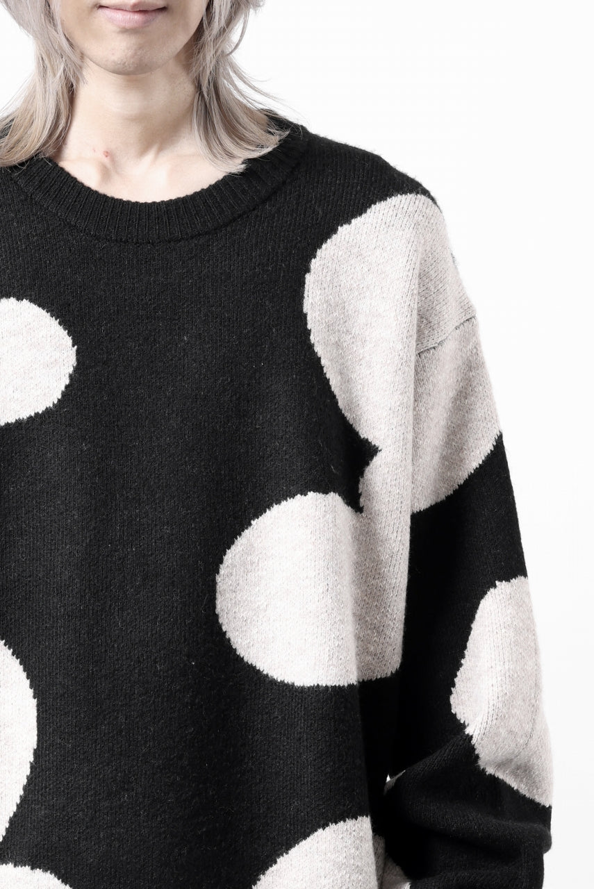 A.F ARTEFACT POLKA PATTERN KNIT TOPS (BLACK x BEIGE) - Image 34