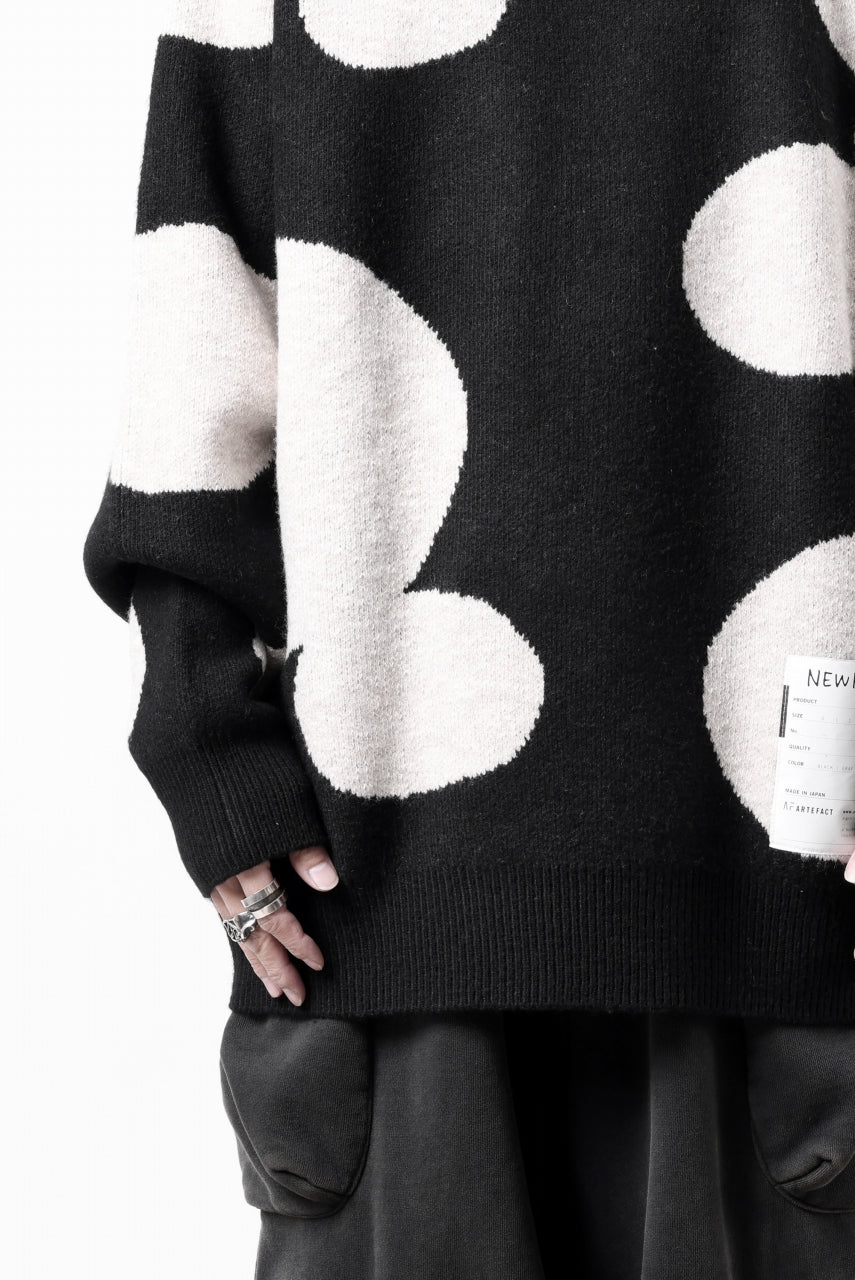 A.F ARTEFACT POLKA PATTERN KNIT TOPS (BLACK x BEIGE) - Image 35