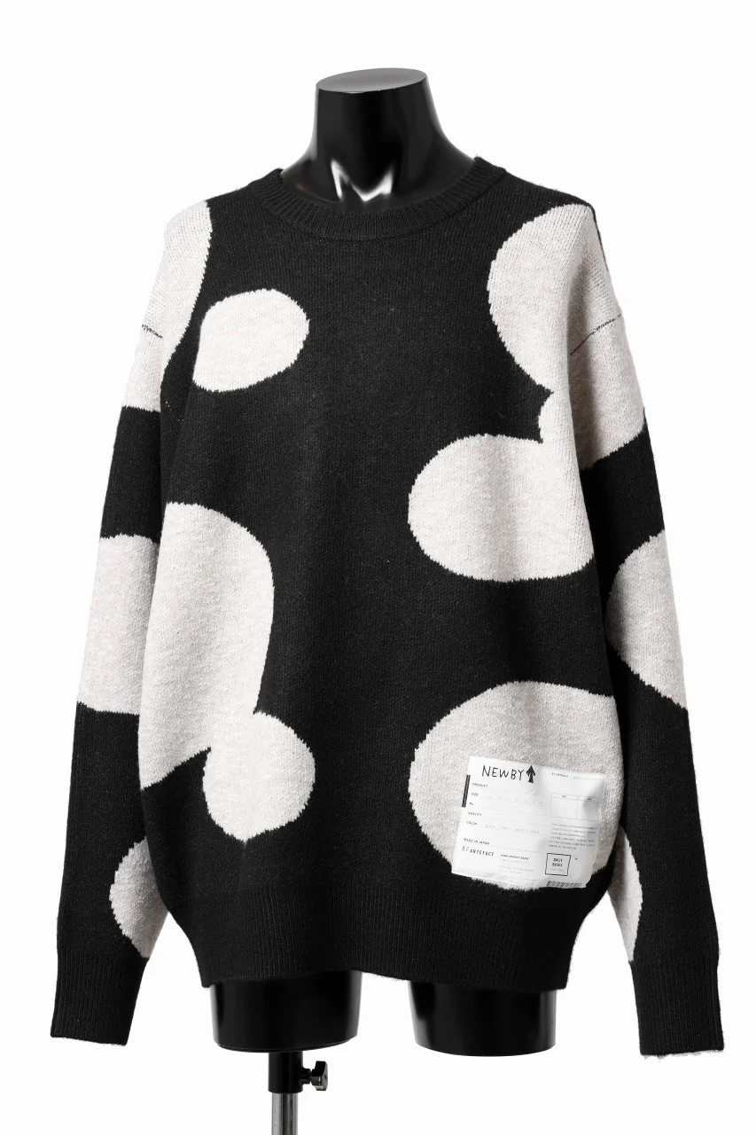 A.F ARTEFACT POLKA PATTERN KNIT TOPS (BLACK x BEIGE) - Image 6