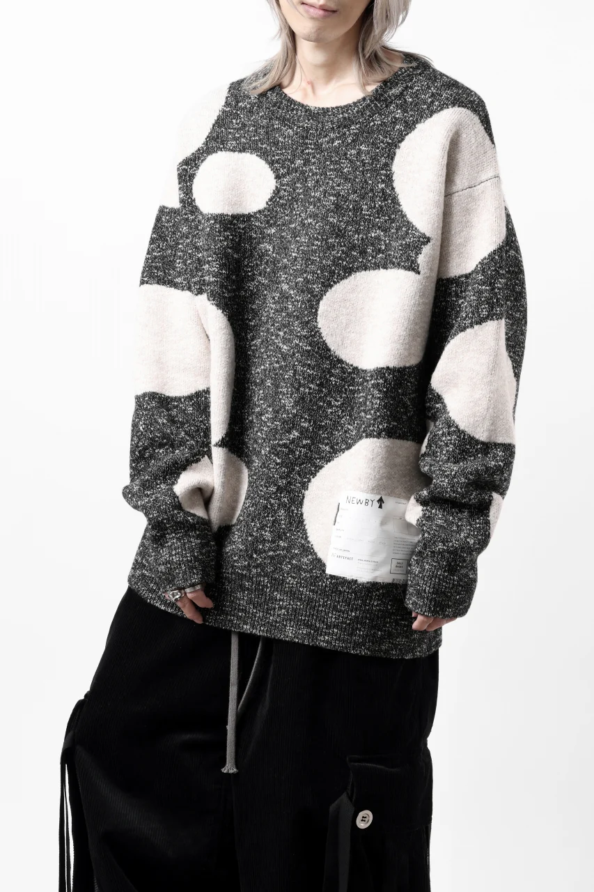 A.F ARTEFACT POLKA PATTERN KNIT TOPS (GREY x BEIGE) - Image 2