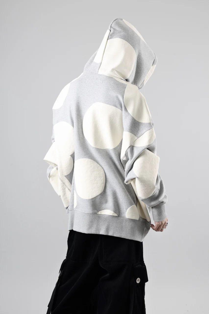 A.F ARTEFACT POLKA PATTERN SWEAT HOODIE (HEATHER GREY) - Image 12