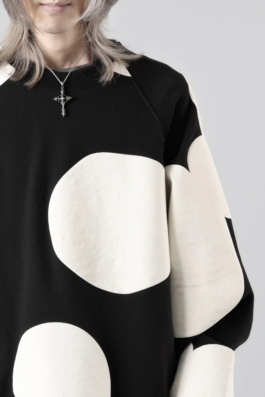 A.F ARTEFACT POLKA PATTERN SWEAT RAGLAN TOPS (BLACK) - Image 23