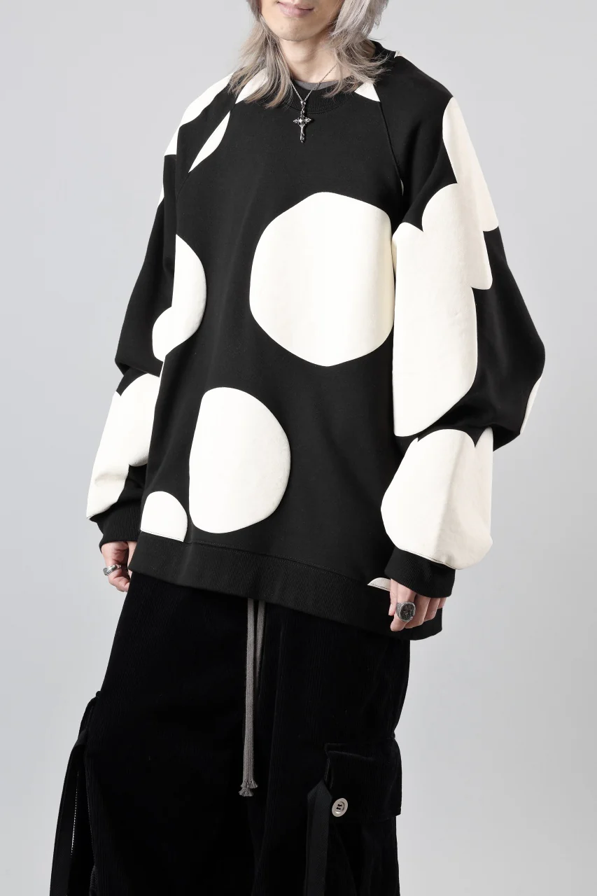 A.F ARTEFACT POLKA PATTERN SWEAT RAGLAN TOPS (BLACK) - Image 3