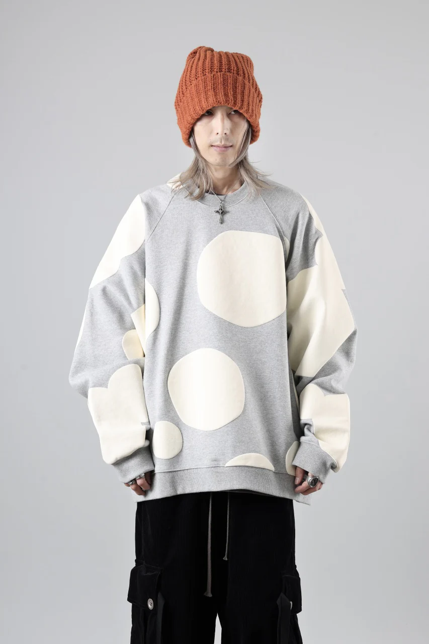 A.F ARTEFACT POLKA PATTERN SWEAT RAGLAN TOPS (HEATHER GREY) - Image 10