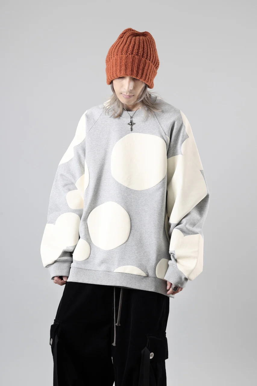 A.F ARTEFACT POLKA PATTERN SWEAT RAGLAN TOPS (HEATHER GREY) - Image 11