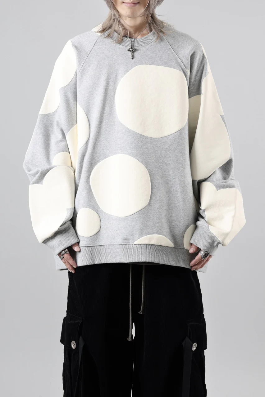 A.F ARTEFACT POLKA PATTERN SWEAT RAGLAN TOPS (HEATHER GREY) - Image 2