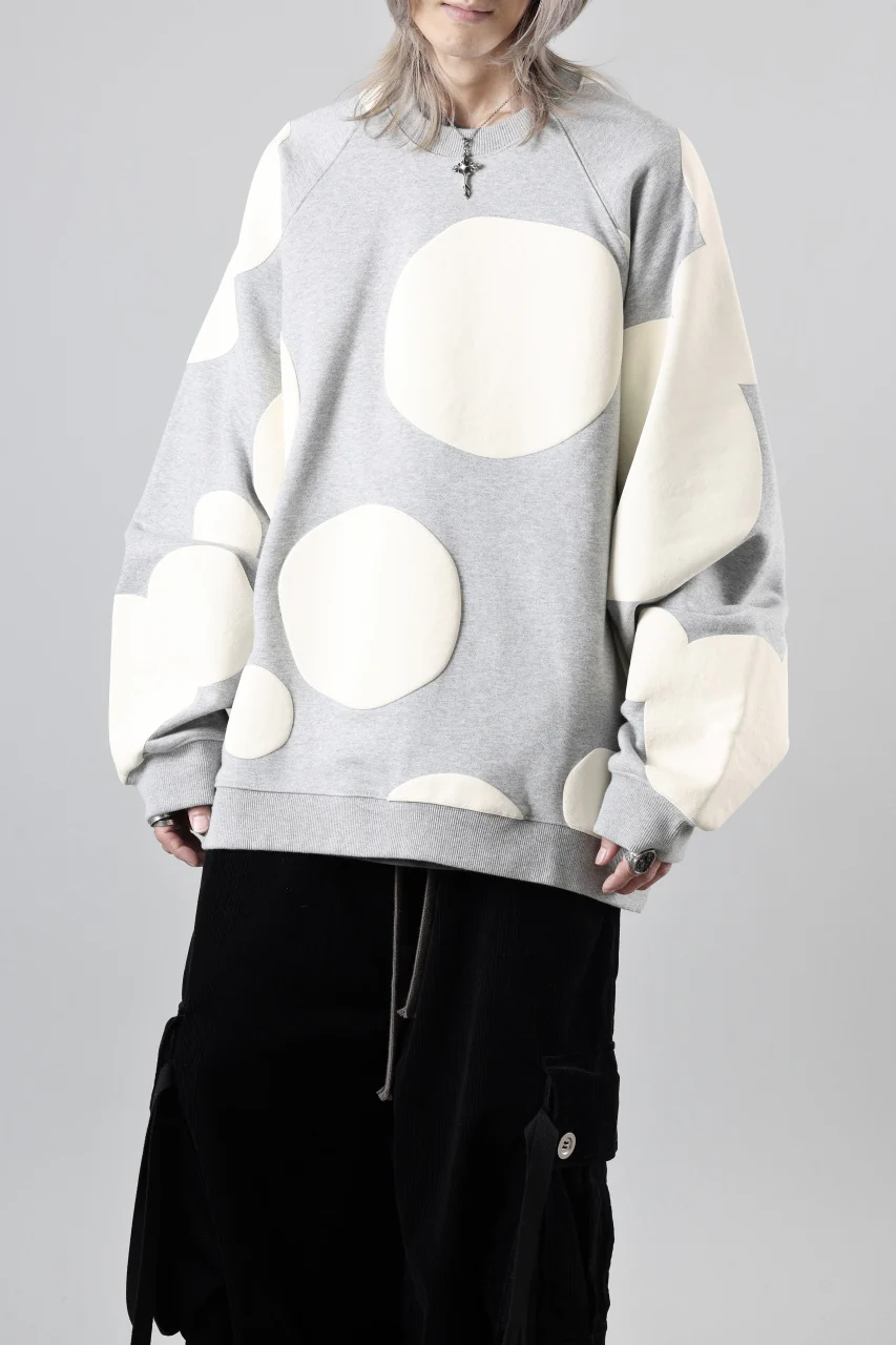 A.F ARTEFACT POLKA PATTERN SWEAT RAGLAN TOPS (HEATHER GREY) - Image 3