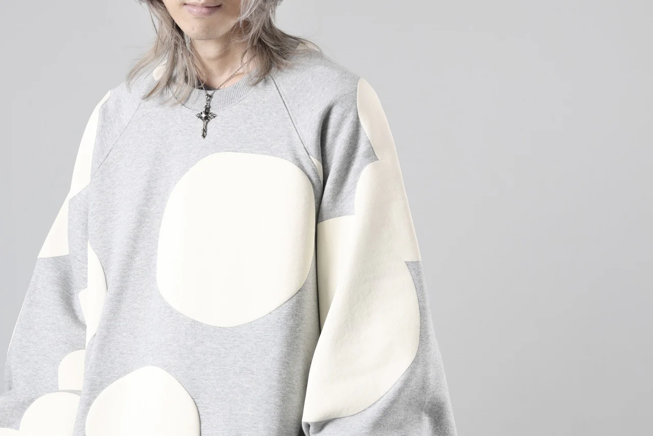 A.F ARTEFACT POLKA PATTERN SWEAT RAGLAN TOPS (HEATHER GREY) - Image 31