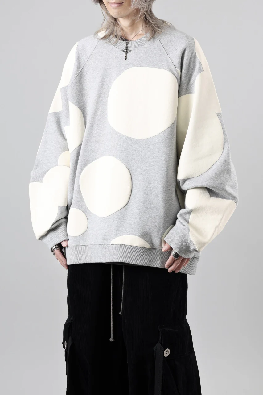 A.F ARTEFACT POLKA PATTERN SWEAT RAGLAN TOPS (HEATHER GREY) - Image 4