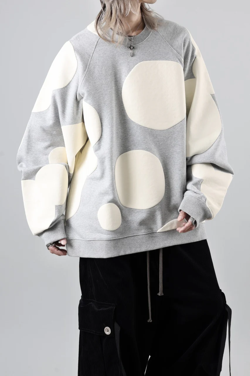 A.F ARTEFACT POLKA PATTERN SWEAT RAGLAN TOPS (HEATHER GREY) - Image 6
