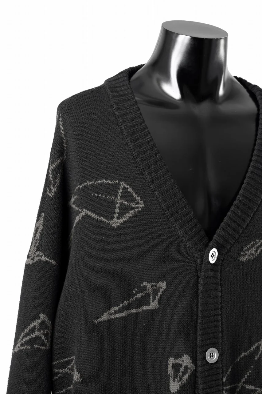 A.F ARTEFACT PYRA PATTERN COTTON KNIT CARDIGAN (BLACK x BROWN) - Image 13