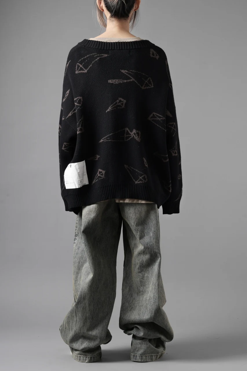 A.F ARTEFACT PYRA PATTERN COTTON KNIT CARDIGAN (BLACK x BROWN) - Image 19