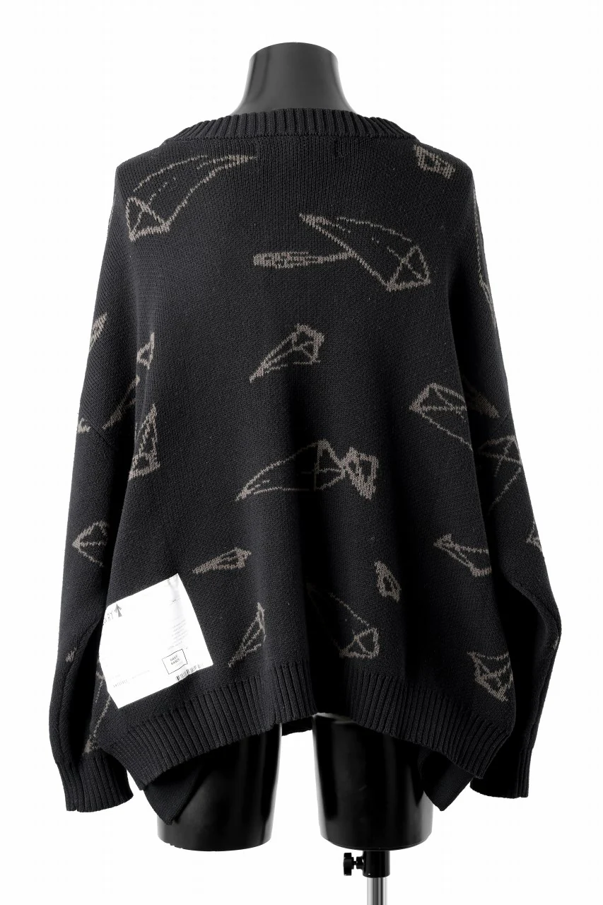 A.F ARTEFACT PYRA PATTERN COTTON KNIT CARDIGAN (BLACK x BROWN) - Image 9