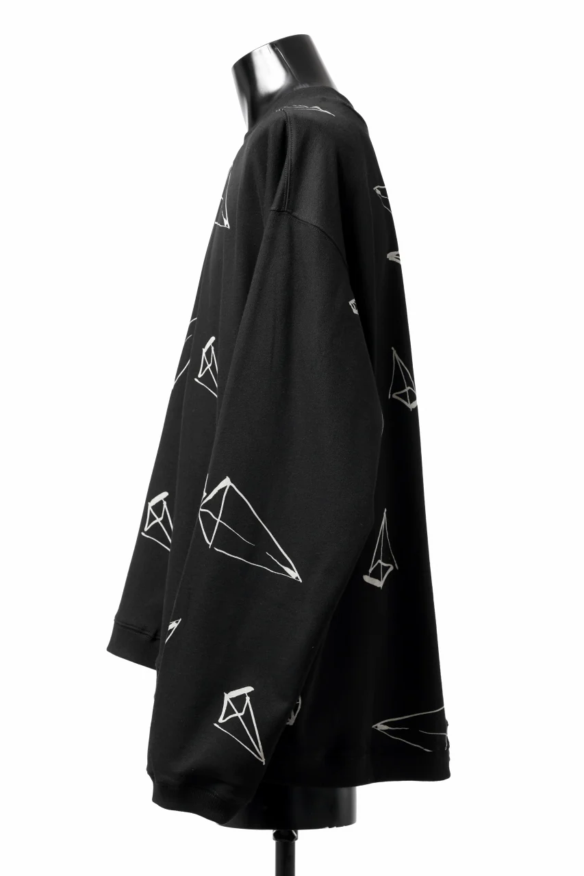 A.F ARTEFACT PYRA PATTERN PRINT CREW NECK TOPS (BLACK) - Image 3