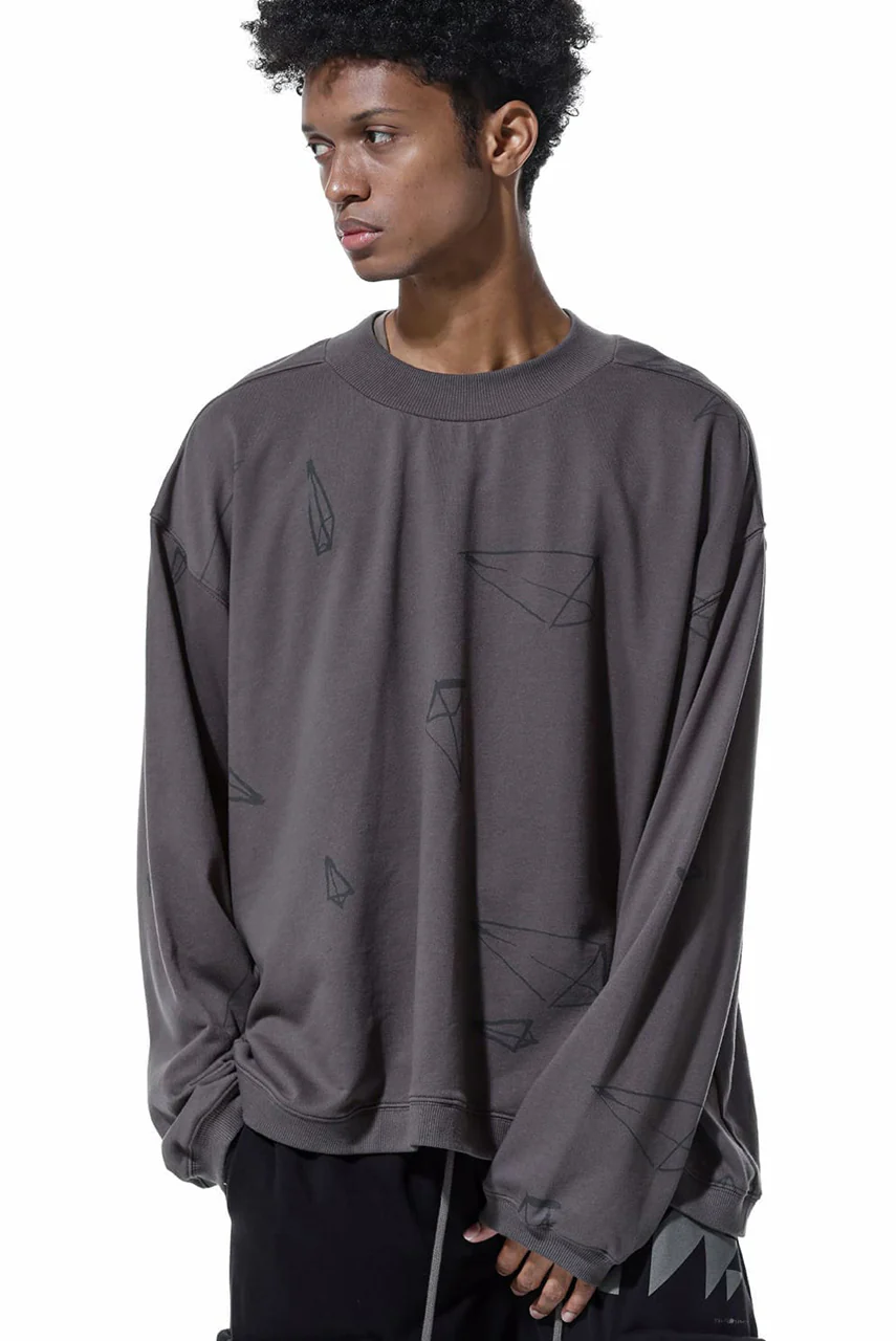 A.F ARTEFACT PYRA PATTERN PRINT CREW NECK TOPS (GREY) - Image 22