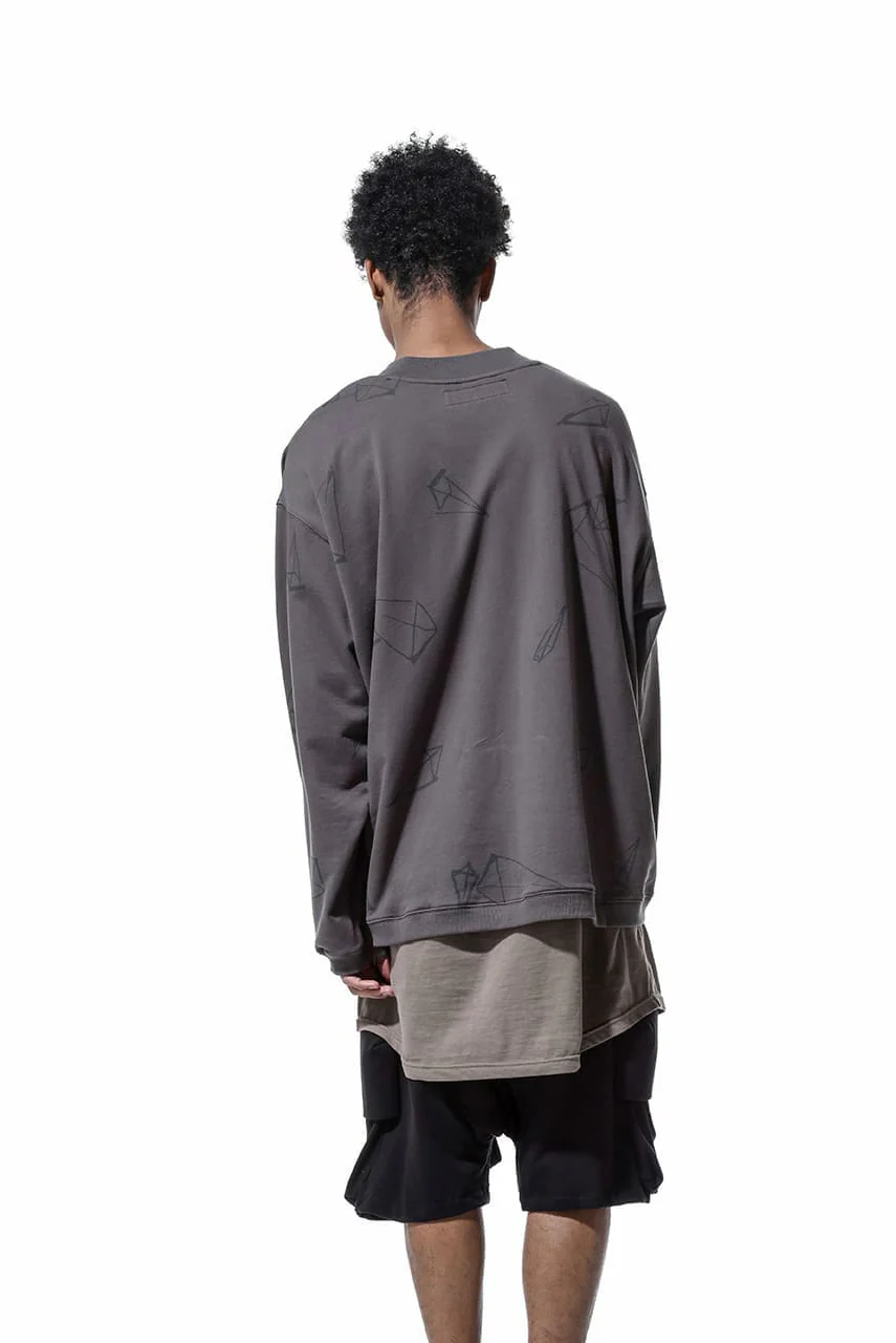 A.F ARTEFACT PYRA PATTERN PRINT CREW NECK TOPS (GREY) - Image 3