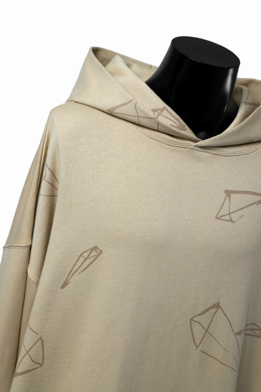 A.F ARTEFACT PYRA PATTERN PRINT SWEAT HOODIE (BEIGE) - Image 9