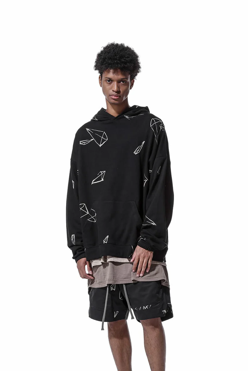 A.F ARTEFACT PYRA PATTERN PRINT SWEAT HOODIE (BLACK) - Image 4
